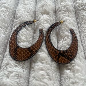 Brown Patterned Hoop Earrings